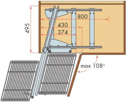 Kitchen Mechanism Lemi Magic Corner Mitre Brake Door 45cm Left Opening 238-462asbblsx Depth 500mm