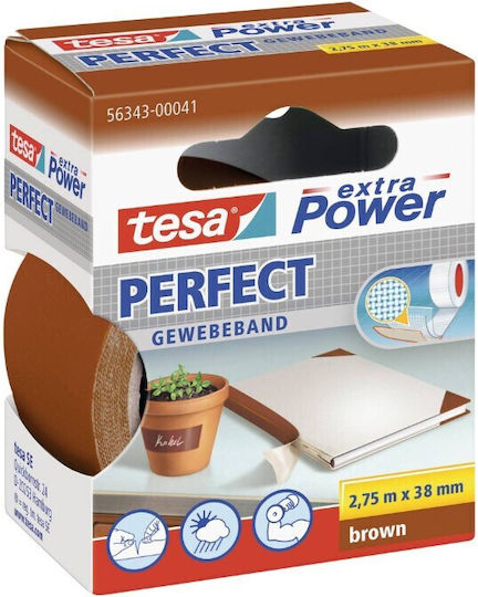 Tesa Fabric Adhesive Tape 2.75m x 38mm Extra Power Brown Perfekt 56343