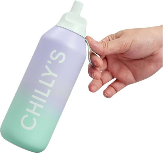 Chilly's Series 2 Flip Stainless Steel Thermos Bottle BPA Free 500ml Series with Straw