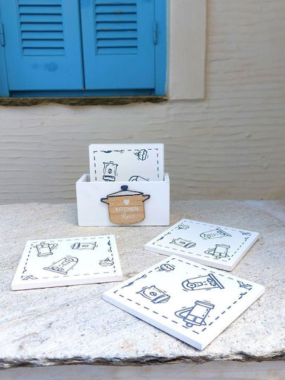 Etoile Kitchen Σουβέρ Ξύλινο με Βάση Μπεζ 10x10cm 6τμχ