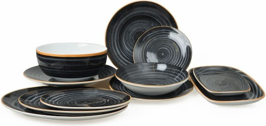 Dot Serving Platter made of Porcelain Gray with Diameter 31cm