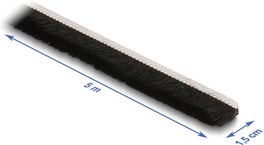 DeLock Selbstklebendes Band Zugluftstopper Fenster mit Bürste in Schwarz Farbe 5mx0.15cm