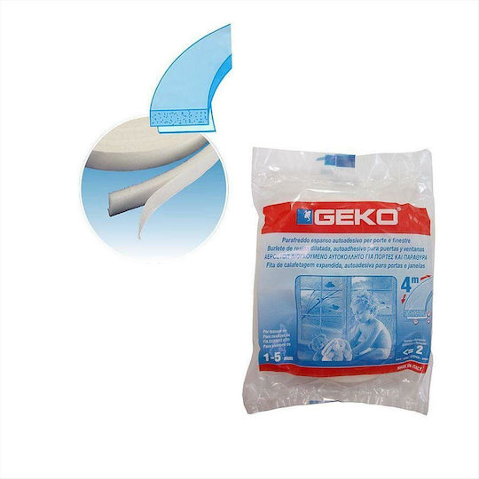 Geko Foam Self-Adhesive Tape Draft Stopper Window in White Color 8mx2.5cm