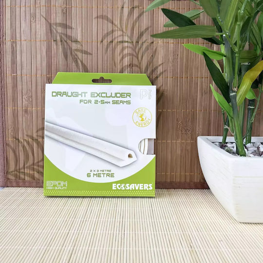 Ecosavers Αεροστόπ Λάστιχο Παραθύρου / Πόρτας σε Λευκό Χρώμα 6m