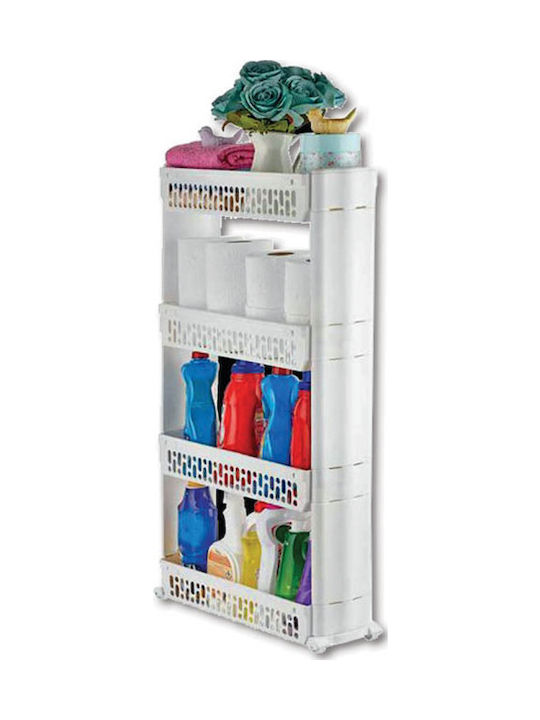 TnS Trolley Küchen Kunststoff 4 Ebenen Weiß 54x12x100cm