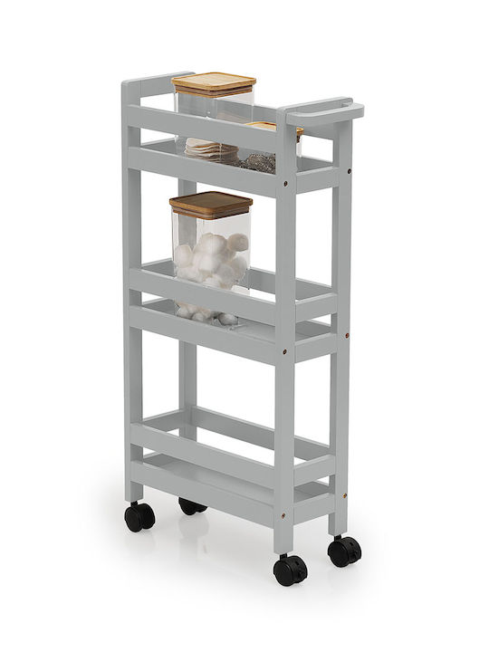 5Five Wooden Kitchen Trolley 3 Tiers Gray 40x15x75cm