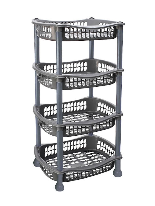 Chios Hellas Plastic Kitchen Trolley 4-Tier Gray 41x30x76cm