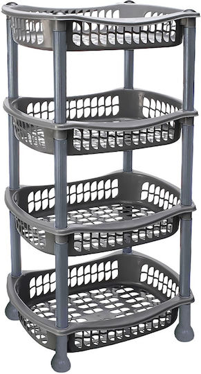 Chios Hellas Plastic Kitchen Trolley 4-Tier Gray 41x30x76cm