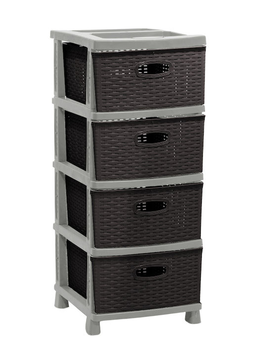Viosarp Plastic Drawer Unit 4 Tiers Gray 43x36x90cm