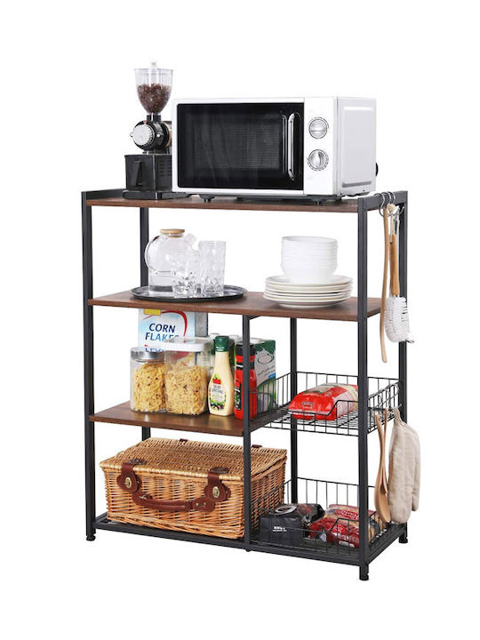 Vasagle Metal Kitchen Rack 4 Tiers Brown 80x35x95cm