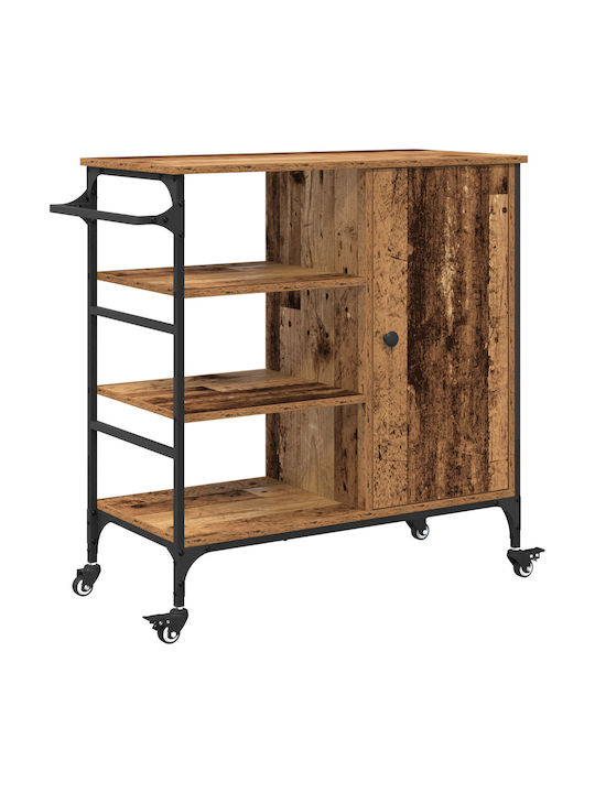 vidaXL Τρόλεϊ Κουζίνας Ξύλινο 4 Θέσεων Καφέ 84.5x38.5x87.5cm