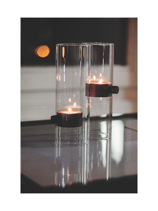 Philippi Lift Tealight Holder Office Decor Accessories Made of Glass 7x7x20.3cm in Brown Color