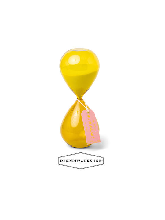 Designworks Decorative Office Hourglass made of Glass 20x20x3cm in Yellow Colour