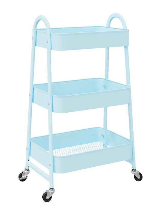 vidaXL Metallic Kitchen Trolley 3 Tiers Blue 42x41.5x77cm