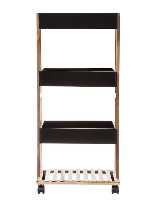 Wooden Kitchen Trolley 4 Tiers Black 40x30x88cm