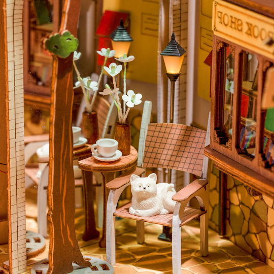 Robotime Παιχνίδι Κατασκευών Ξύλινo DIY Sunshine Town Miniature Bookend για Παιδιά 14+ Ετών