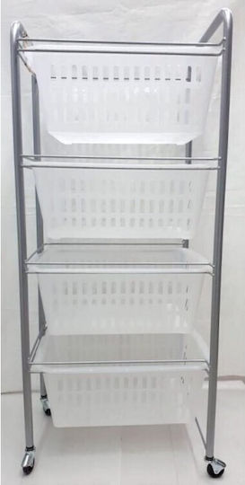 Sidirela Küchenwagen Metallisch Silber 4 Steckplätze 46x35x87cm