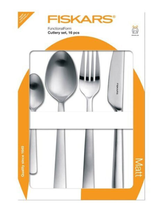 Fiskars Σετ Μαχαιροπίρουνα Ανοξείδωτα Ασημί 16τμχ