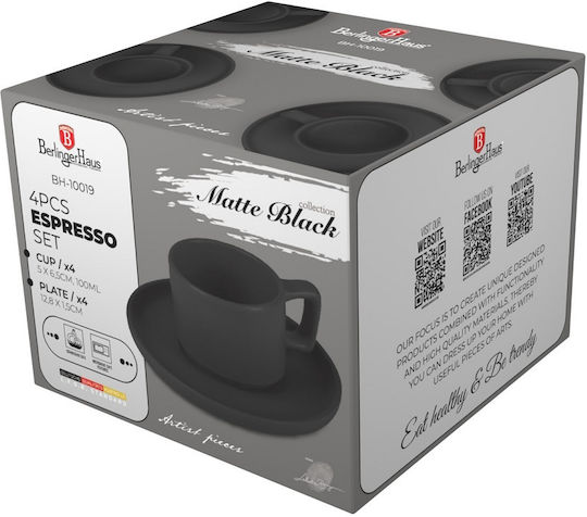 Berlinger Haus Set of Cups Coffee Ceramic Black 100ml 4pcs