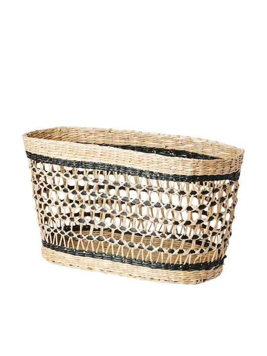 Wicker Baskets Set 3 Pieces Collect Black Natural 28x12x12 32x13x18 36x14x20cm