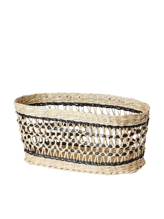 Wicker Baskets Set 3 Pieces Collect Black Natural 28x12x12 32x13x18 36x14x20cm