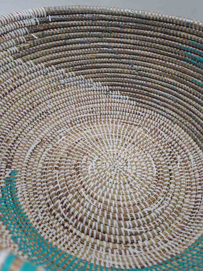 Handgefertigter Korb Weiß-Grün mit Deckel Groß 37x23x33cm