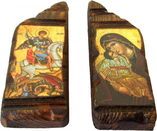 Set of 2 Magnet Pictures of Virgin Mary & Saint George 7.5x2.5 Cm Each