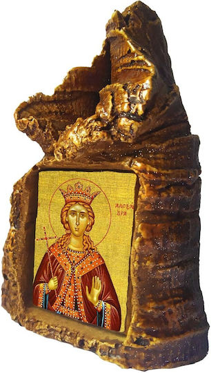Heiligenikone St. Alexander – Tischplatte aus Keramik Herzform 14cm