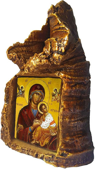 Икона на Дева Мария Аμόлунтос – Керамично Табличка с форма на сърце 14cm