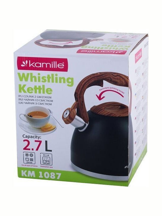 Kamille Kettle Stainless Steel Black 2700ml