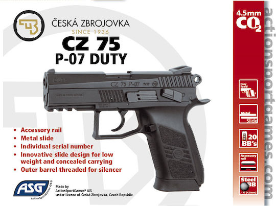 Asg CO2 Air Pistol CZ 75 P-07 Duty Metal 4.5mm