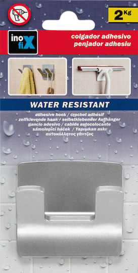 Inofix Metallic 2-Hook Kitchen Hanger with Sticker Silver S7905040