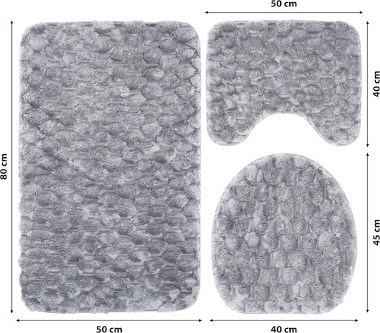 Неслизащо Сет Бански килими Микрофибър Тоалетна LightGreyRug1 Lightgreyrug1 35x35бр 3бр