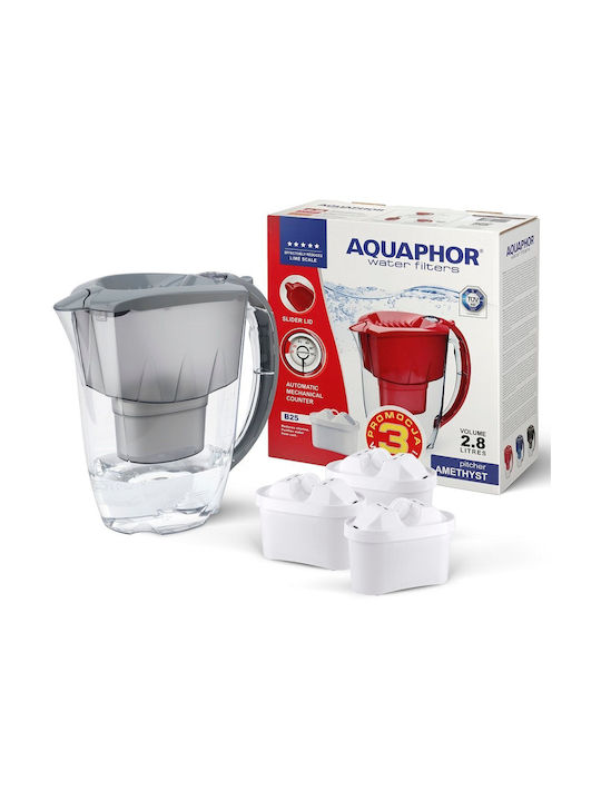 Aquaphor Κανάτα Amethyst Grey Πλαστική Με Καπάκι 2800ml