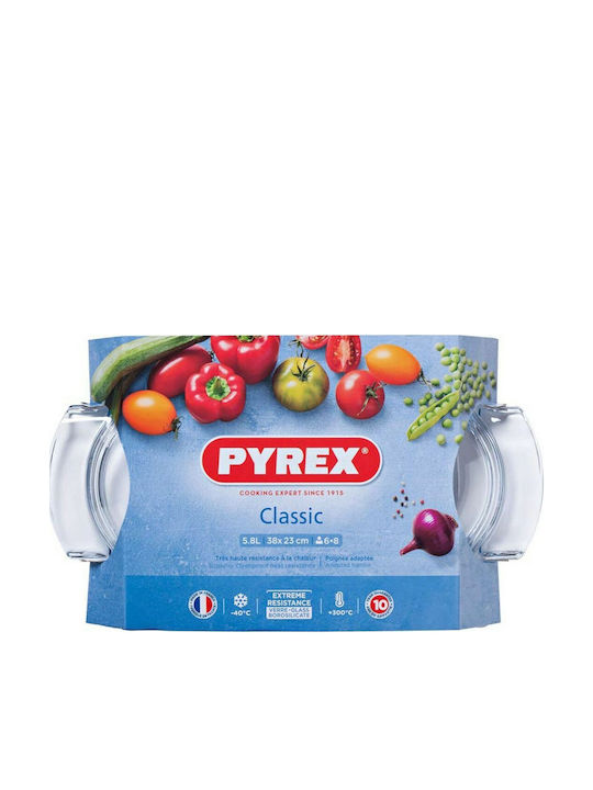 Pyrex Dutch Oven Oval Glass with Glass Lid 38x22cm 1pcs