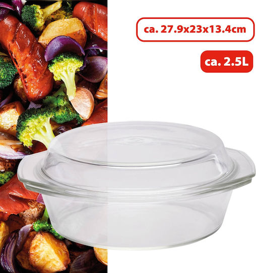 Alpina Appliances Γάστρα Οβάλ Γυάλινη με Γυάλινο Καπάκι 27.9x23cm 2.5lt