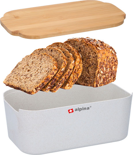 Alpina Appliances Ψωμιέρα με Καπάκι Πλαστική σε Λευκό Χρώμα 33x12x18.5cm