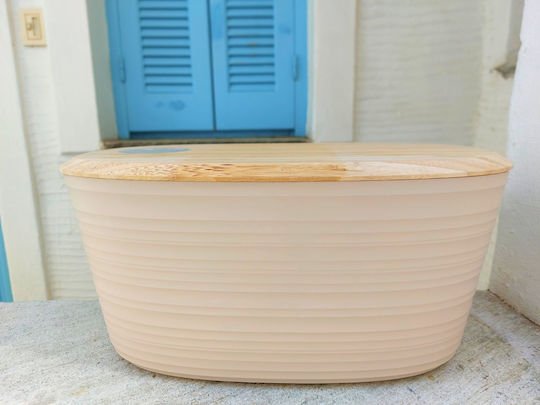 Guzzini Ψωμιέρα με Καπάκι Πλαστική Μπεζ 39.2x19x19cm