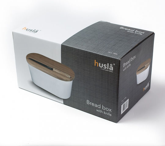 Husla Кутия за хляб Пластмаса Бяла 37.5x21.5см