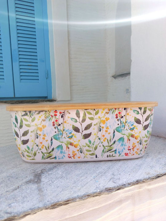 Flowers Cutie de pâine cu capac din bambus Multicolor 35x18x14cm