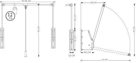 Amboss Wall Lift Νο800 Ασανσέρ Ντουλάπας Μεταλλικό σε Γκρι Χρώμα