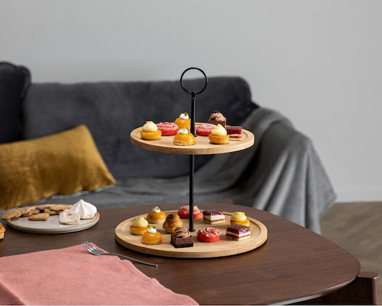 Secret de Gourmet Servant Lemn Etajeră 2 niveluri Maro Ø25.5cm 1buc