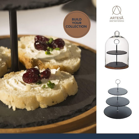 Kitchen Craft Камък Етажерка 2 нива Черен Ø22xY31см 1бр