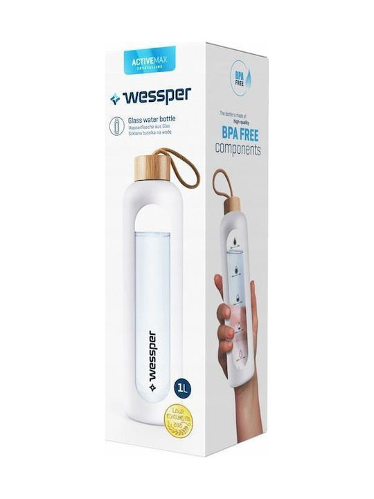 Wessper Flasche Wasser Glas Weiß 1000ml