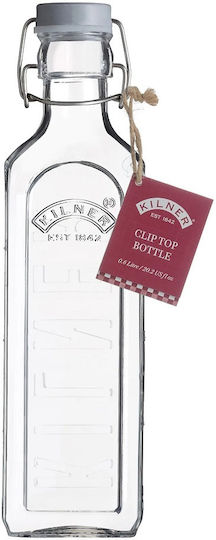 KIlner Kilner Μπουκάλι Νερού Γυάλινο με Κλιπ Διάφανο 600ml