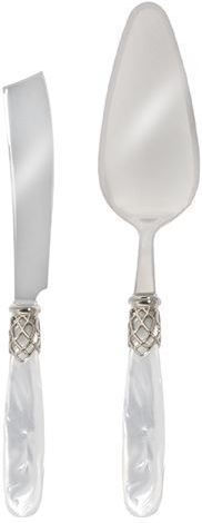 Metallic Serving Utensil Set White