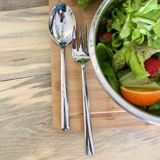 Сет Неръждаема стомана Инструменти за сервиране 2бр Сребрист Салата