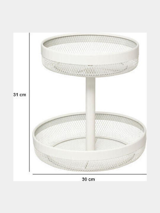Atmosphera Fruit Bowl Metallic 2 Levels White 30x30x31cm
