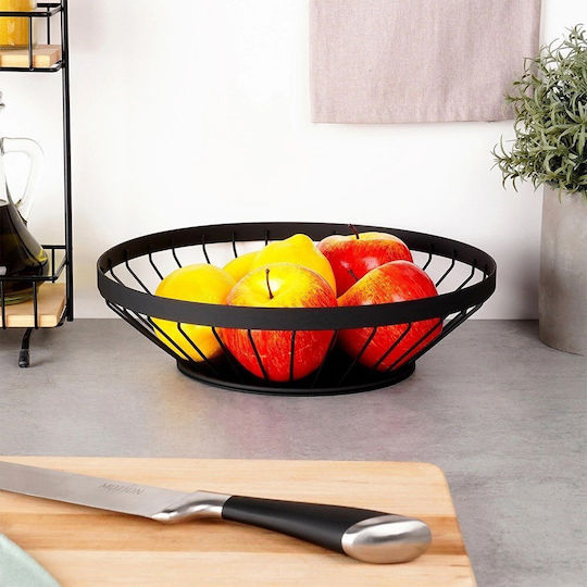Nava Fruit Bowl Metallic Black 28x28x7.5cm