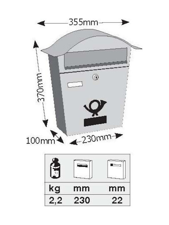 Viometal LTD Vienna 5001 Outdoor Mailbox Inox Forged coffee 35.5x10x37cm